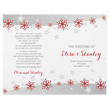 Rött och vitt snöflingor-vikt bröllopsprogram