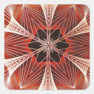 Rött och vitt Spindelnät Fractal Art-gåvor Fyrkantigt Klistermärke