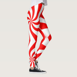 rött och vitt spiral-godis leggings