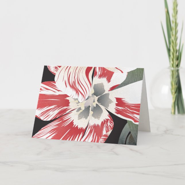 Rött och vitt Tulip Blank-kort Tack Kort (Framsida)