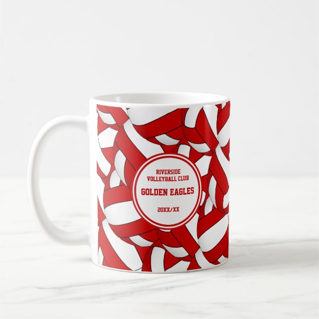 rött och vitt volleybolllag färg-busspresgåva kaffemugg (Vänster)