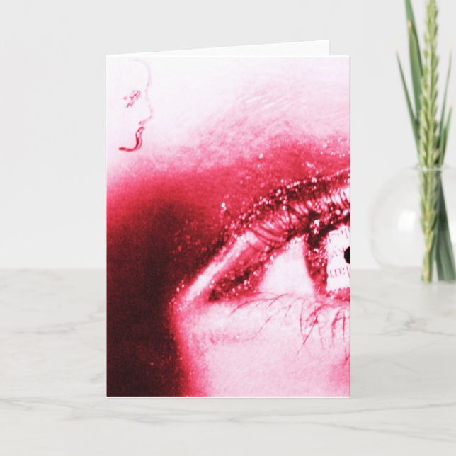 Rött öga med flickan helgkort (Framsida)