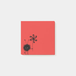 Rött ont blommakryp post-it block