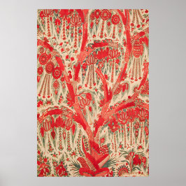 Rött ottomanskt livsträd konsttryck vintage blomst poster