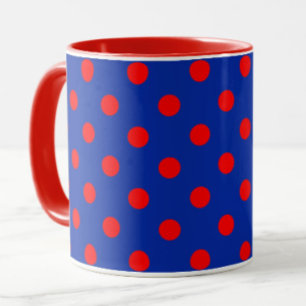 Rött på Blå Prickar Mönster Design Mugg