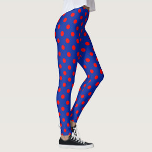 Rött på Blåa Prickar Mönster Design  Leggings
