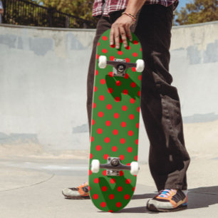 Rött på grönt prickmönster design  mini skateboard bräda 18,5 cm