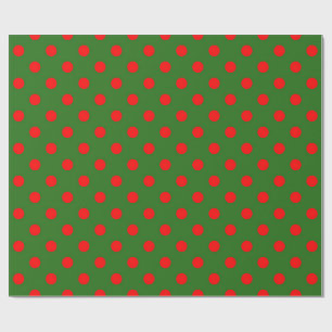 Rött på grönt prickmönster  presentpapper
