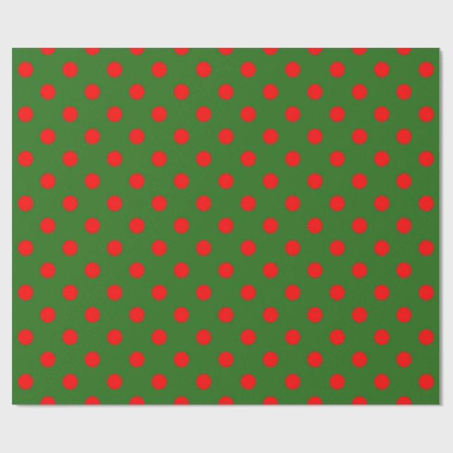 Rött på grönt prickmönster  presentpapper (Platt)