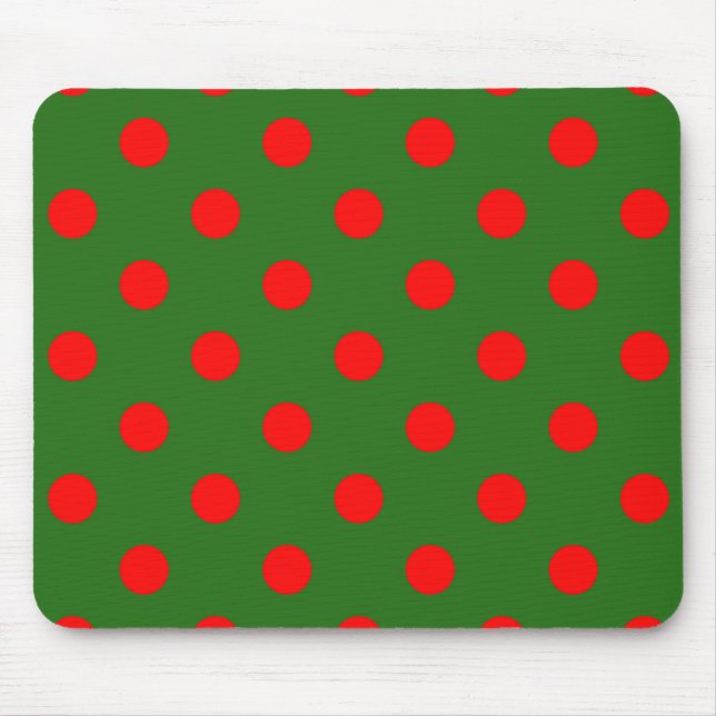 Rött på grönt prickmönsterdesign  musmatta (Framsidan)
