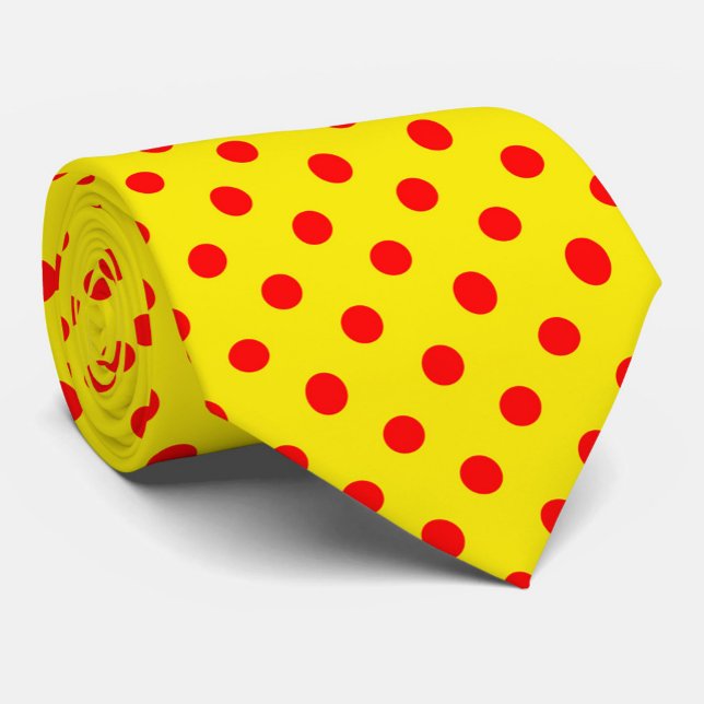 Rött på gult prickmönster design  slips (Skapare uppladdad)