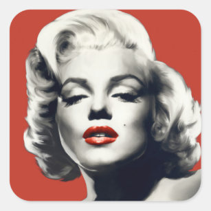Rött på röd läppar Marilyn Fyrkantigt Klistermärke