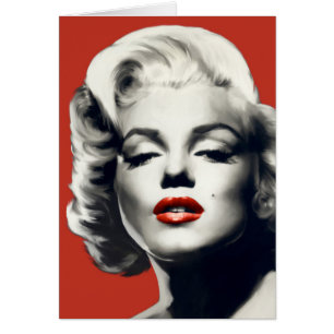 Rött på röd läppar Marilyn Hälsningskort