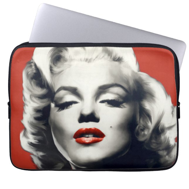 Rött på röd läppar Marilyn Laptop Sleeve (Framsidan)