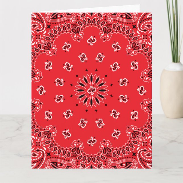 Rött Paisley Bandannamönster Kort (Framsida)