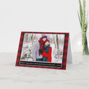 Rött par foto-God jul, påsatt Helgkort