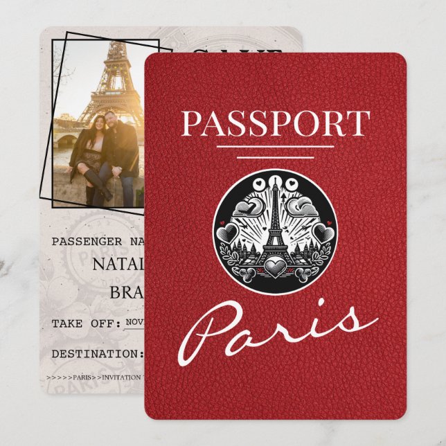 Rött Paris-pass Spara datum Datumet (Fram/baksida)