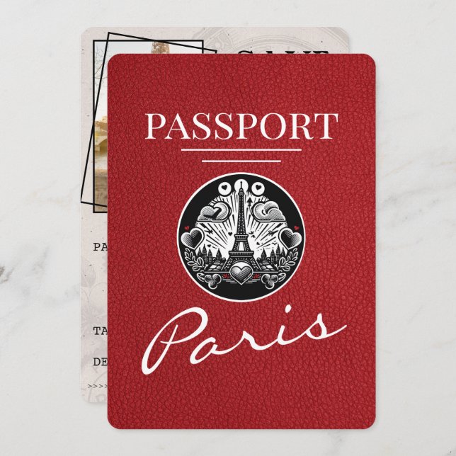 Rött Paris-pass Spara datum Spara Datumet (Fram/baksida)