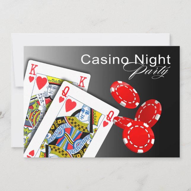 Rött party för kasinonattLas Vegas poker - Inbjudningar (Framsida)