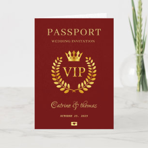 Rött pass för Bröllop-destinationen, världskarta ö Inbjudan