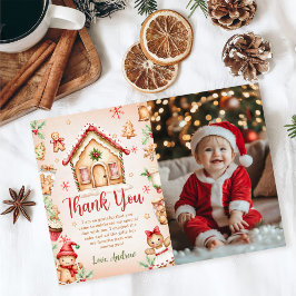 Rött Pepparkakshus Födelsedagsfest Foto Tack Kort