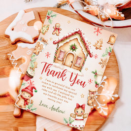 Rött Pepparkakshus Födelsedagsfest Tack Kort