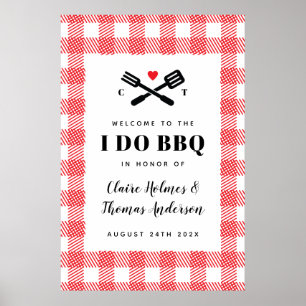 Rött Picknick Jag Gör BBQ välkomstskylt Poster