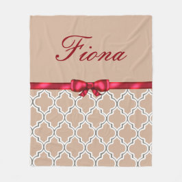 Rött pilbågeband och vitQuatrefoils Monogram Fleecefilt