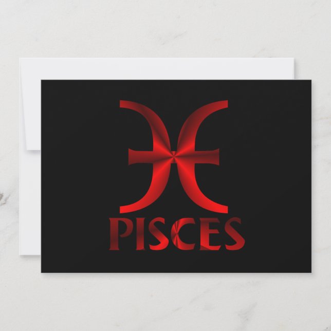 Rött Pisces horoskopsymbol Inbjudningar (Framsida)