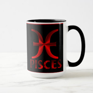 Rött Pisces horoskopsymbol Mugg