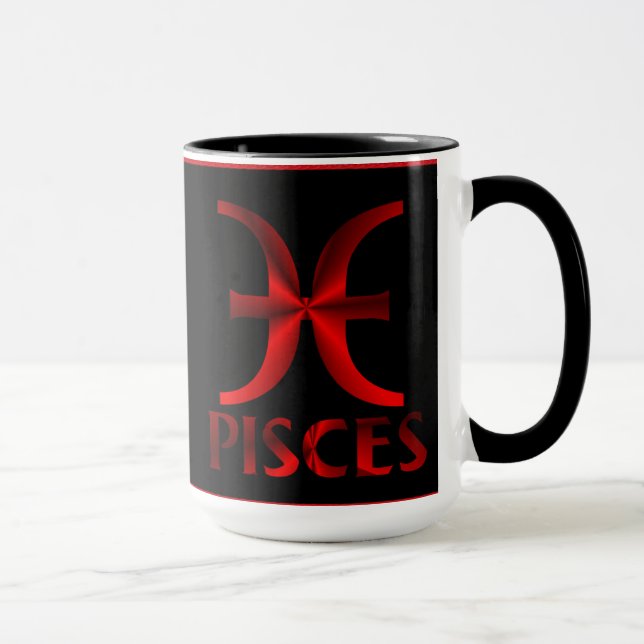Rött Pisces horoskopsymbol Mugg (Höger)