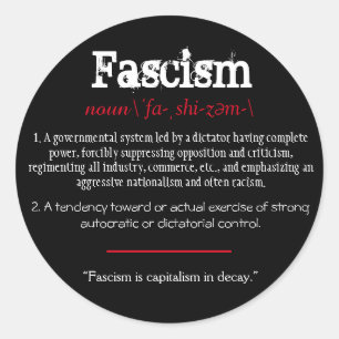 Rött politiskt påstående för Fascismdefinition Runt Klistermärke
