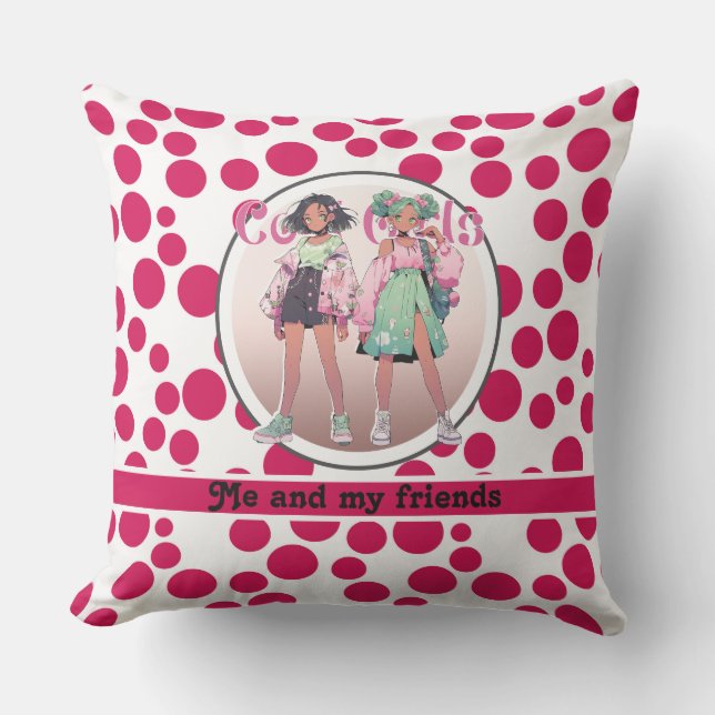 rött polka dots på vit bakgrund kudde (Framsida)