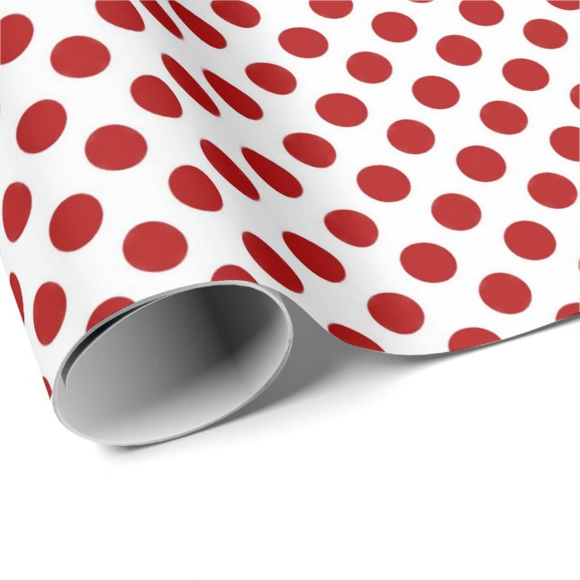 rött polka dots på vitt presentpapper (Rullad Hörn)
