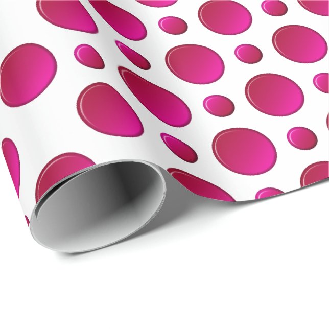 Rött polka dotsmönster presentpapper (Rullad Hörn)