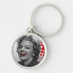 Rött pricker Marilyn Rund Silverfärgad Nyckelring