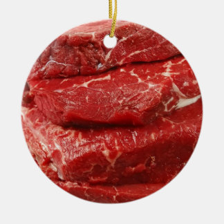 Rött rått kött julgransprydnad keramik