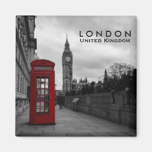 Rött ringa boxas i London textmagnet Magnet
