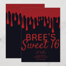 Rött rinnande blod droppar Halloween Söt 16-fest