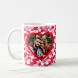 Rött & Rosa Hjärtmönster Två Foto Personligt Kaffemugg