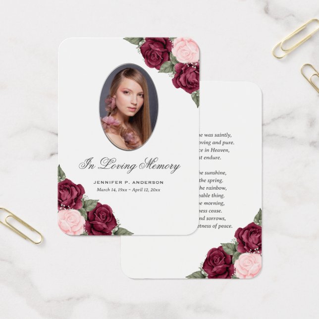 Rött Rosa-minneskort för vattenfärg Visitkort (Kontor)