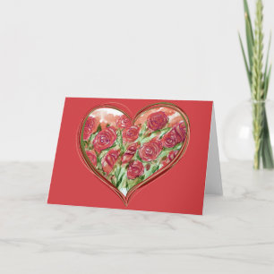 Rött Roshjärta Alla Hjärtans Dag Valentine         Kort