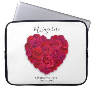 Rött Roshjärta Romantiskt Blommigt Anpassad Text Laptop Fodral