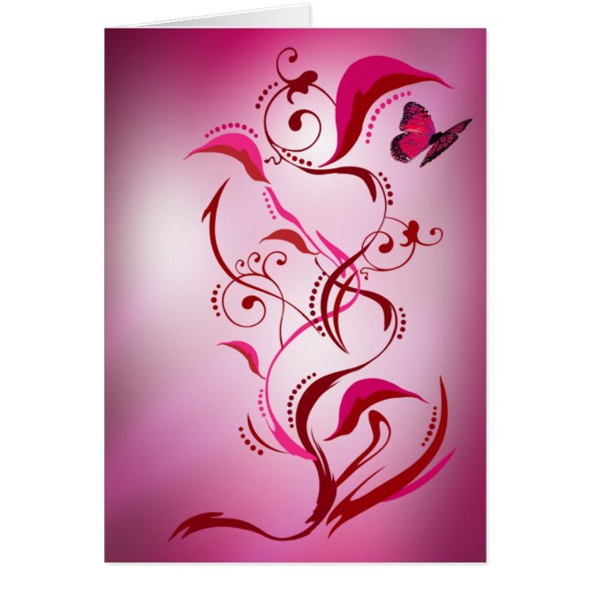 (Rött/rosor) Caliope kort, Hälsningskort (Framsidan)