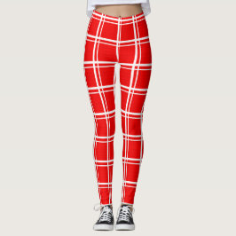 Rött rutigt rutmönster design leggings