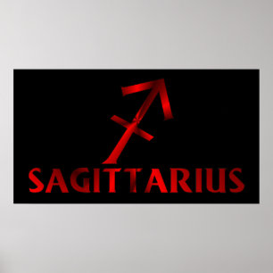 Rött Sagittariushoroskopsymbol Poster