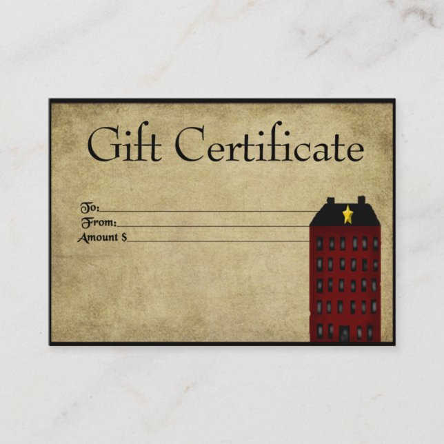 Rött saltbox House - Prim Gift-kort Rabattkort (Framsida)