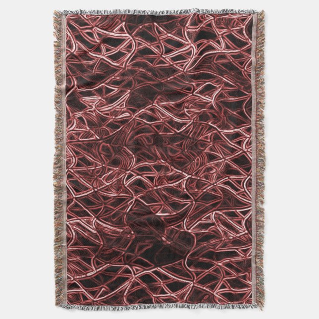 Rött sammanflätat nät av rustik och trångt garn filt (Framsidan Vertikal)