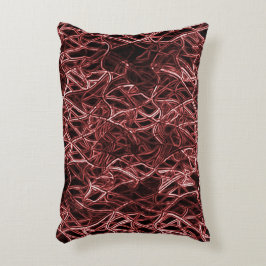 Rött sammanflätat nät av rustik och trångt garn prydnadskudde