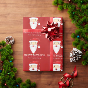Rött Santa Huvud Mönster God Jul Personligt Namn Presentpapper